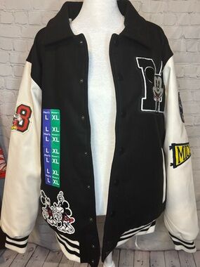 NWT Disney Mickey Mouse Varsity Letterman Adult Jacket MenL/WomenXL
